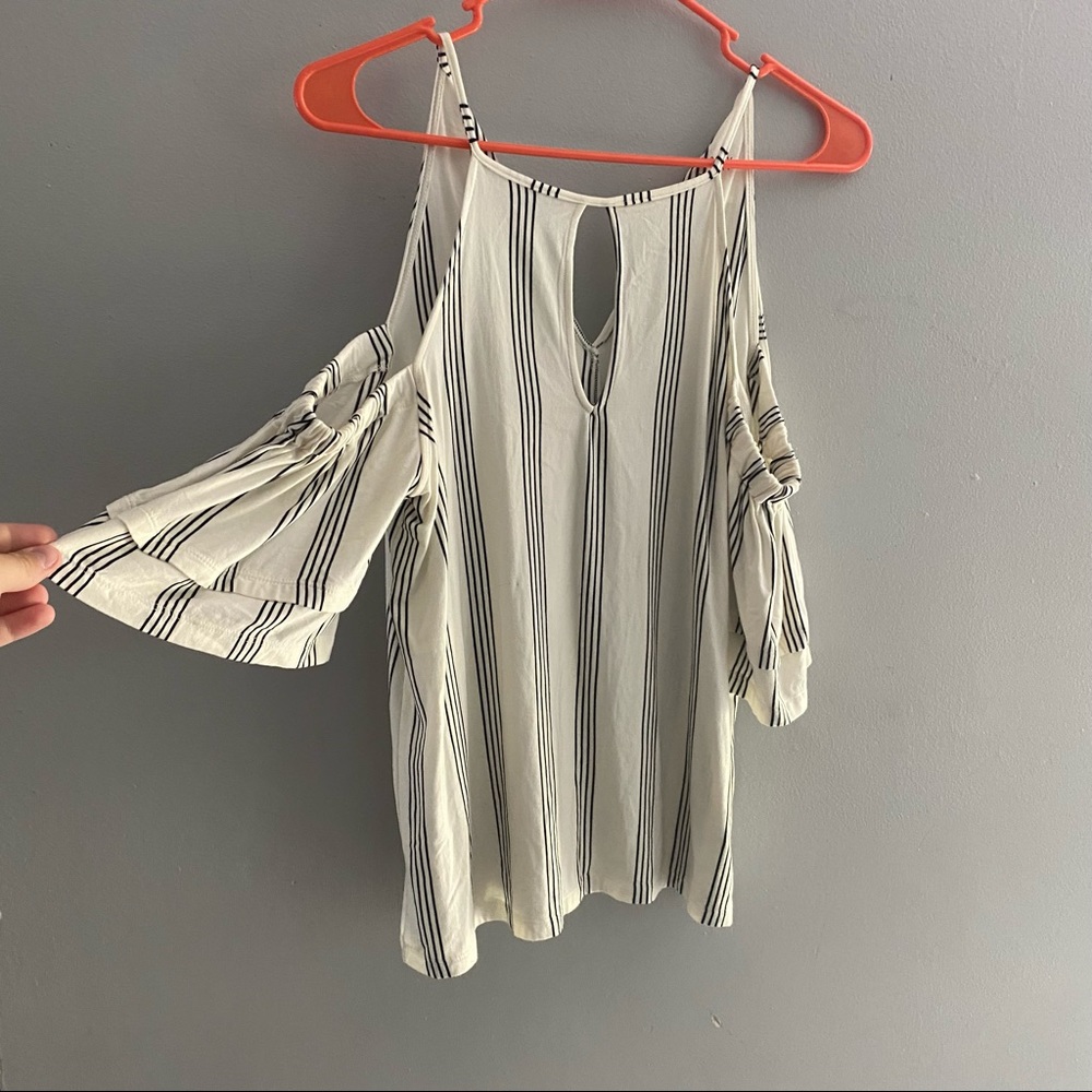 Express striped cold shoulder short-sleeved top